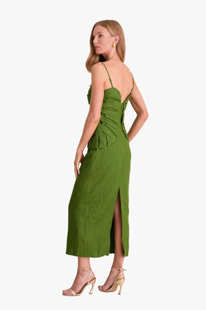 Green Monstera Leaf Sleeveless Maxi Dress