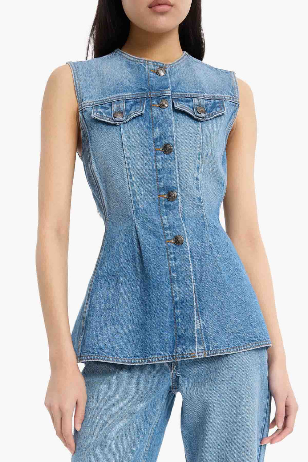 Flared Denim Top