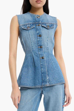 Flared Denim Top