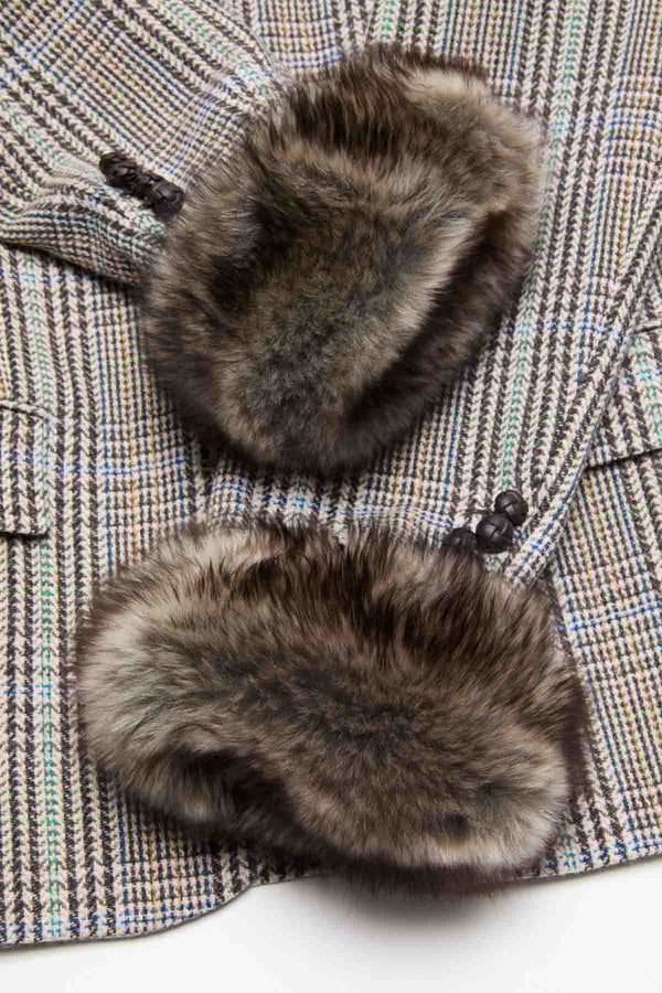 Shearling Cuff Wool Blazer