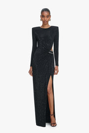 Black Rhinestone Embellished Maxi Dress