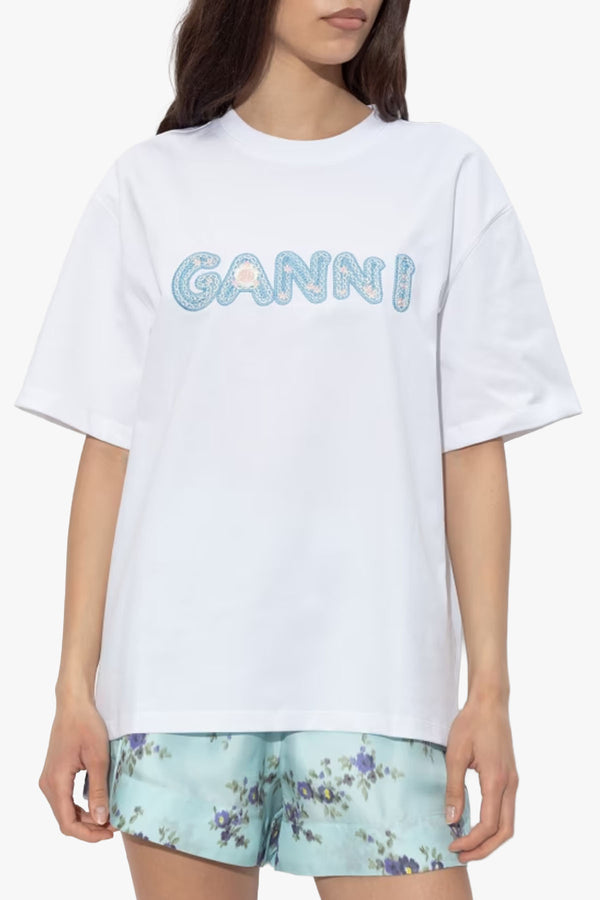 Heavy cotton Jersey Relaxed Fit Ganni EMB