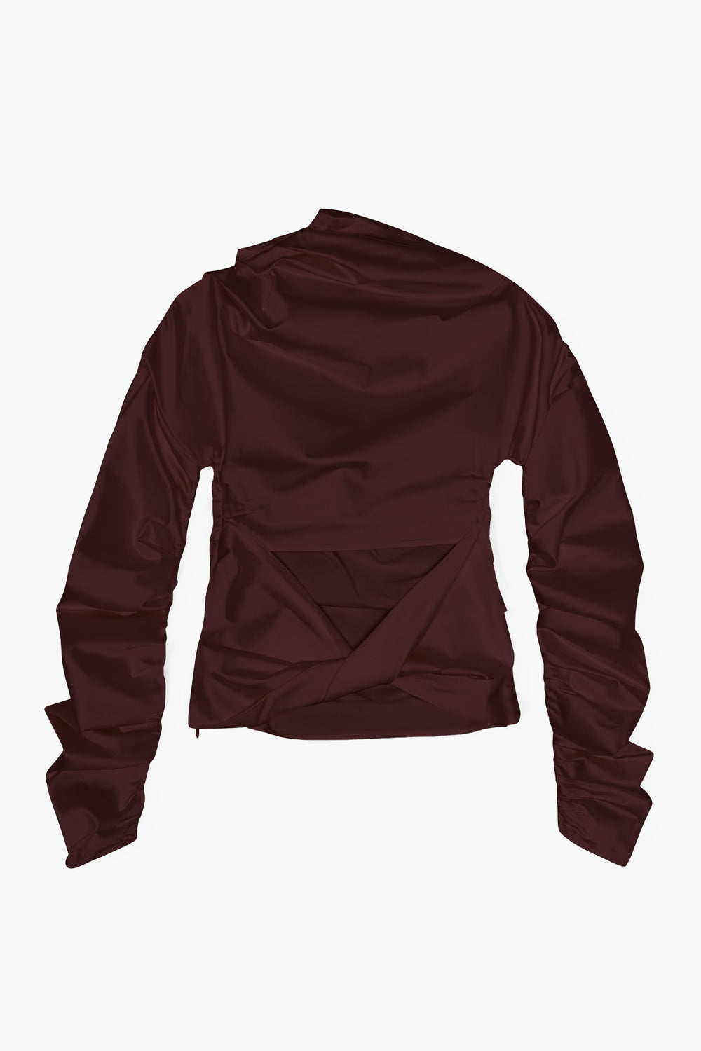 Technical Stretch Satin Rouched Top