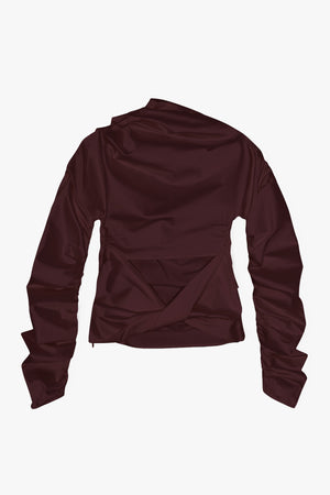 Technical Stretch Satin Rouched Top