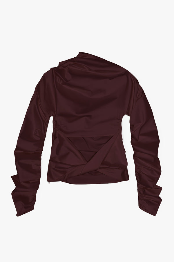 Technical Stretch Satin Rouched Top