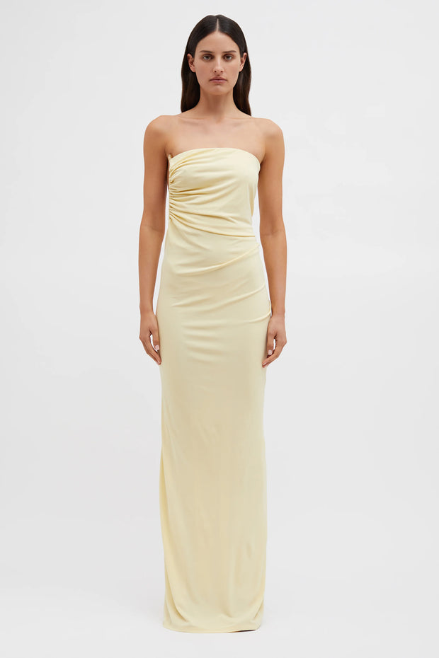 Odessa Arced Side Strapless Gown