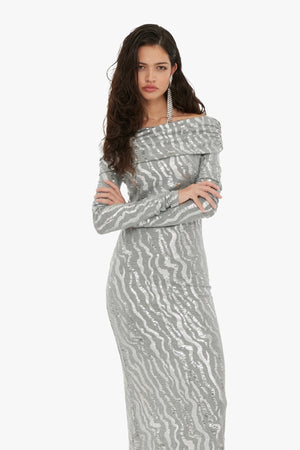 Stretch Sequin Midi Dress