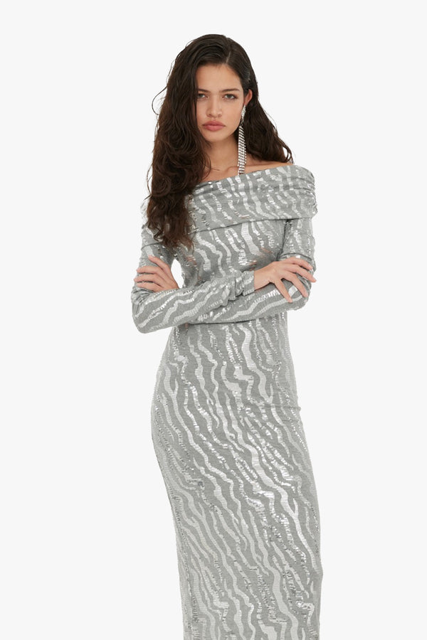 Stretch Sequin Midi Dress