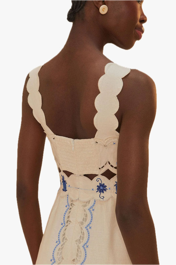 Cross Stitch Richelieu Sunflower Off-White Midi