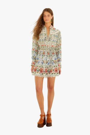 Stitched Garden Off-White Mini Dress