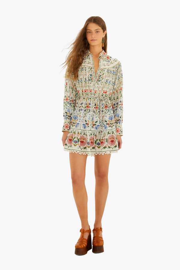 Stitched Garden Off-White Mini Dress