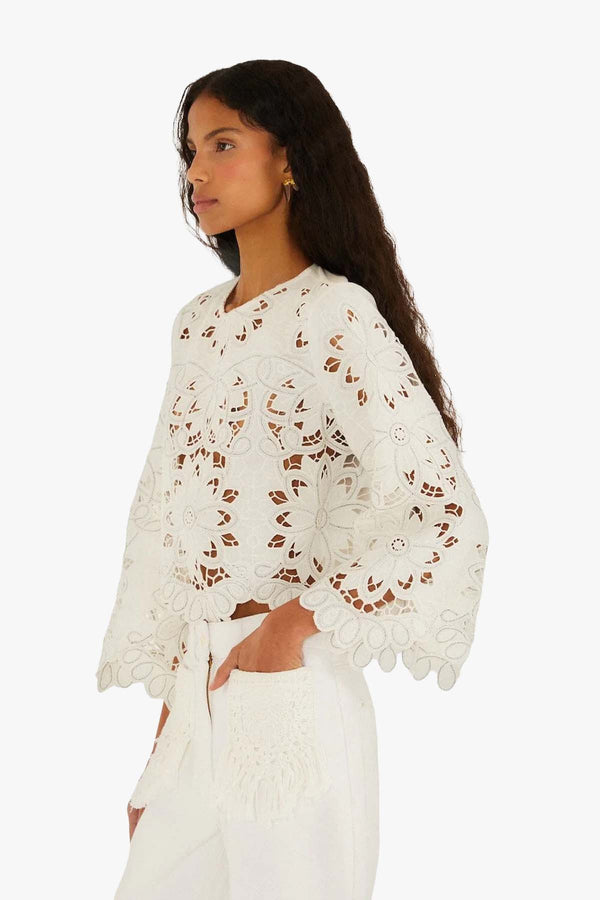 Off-White Flowers Richelieur Long Sleeve Blouse