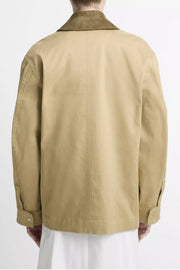 Suede Collar Utility Snap Front Jacket