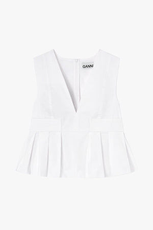 Stretch Cotton V-neck Pocket Blouse