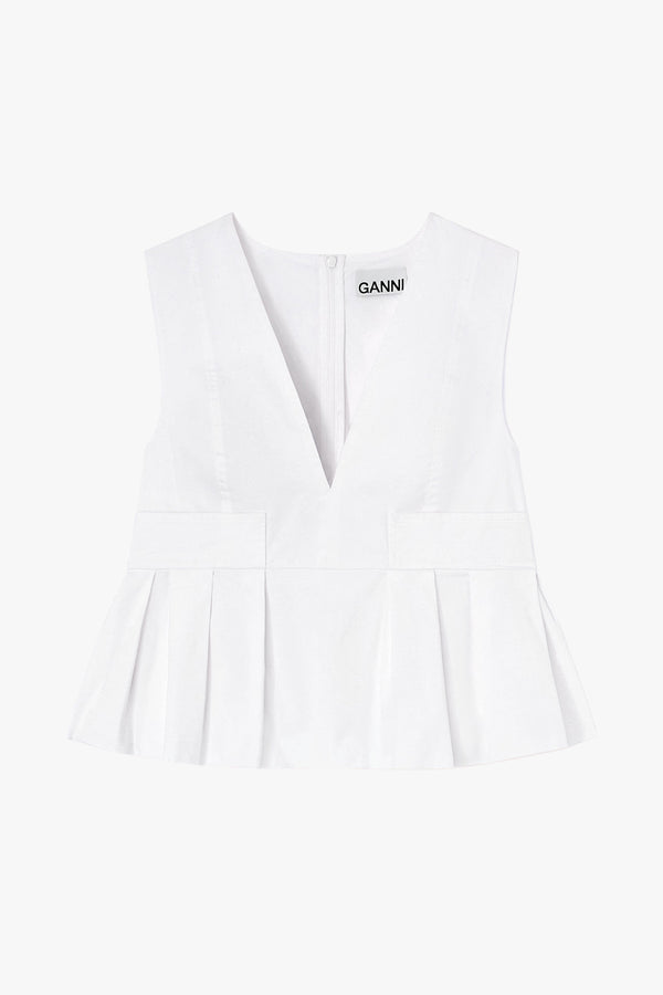 Stretch Cotton V-neck Pocket Blouse