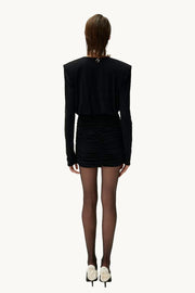 Long Sleeve Draped Mini Dress 07