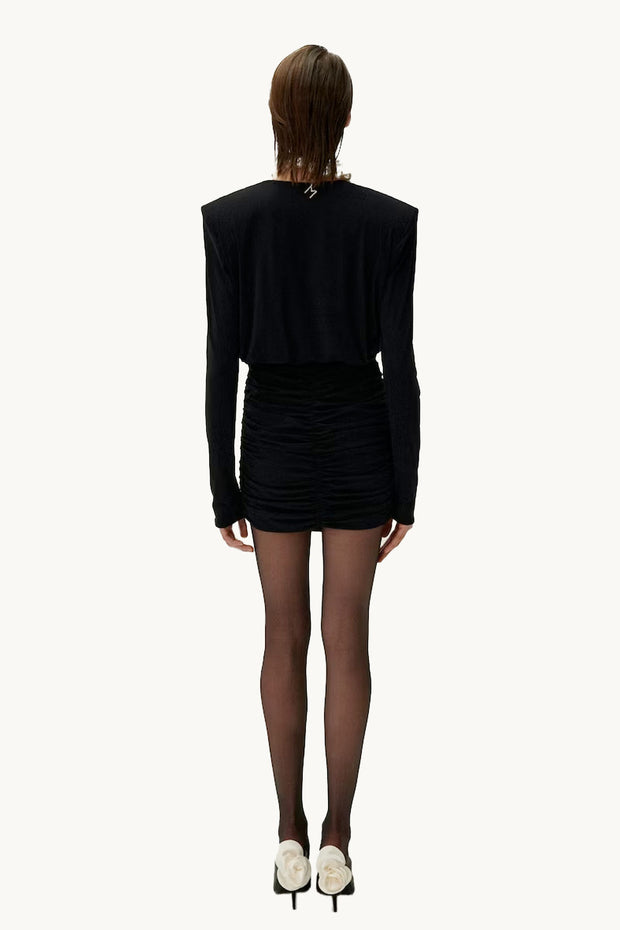 Long Sleeve Draped Mini Dress 07