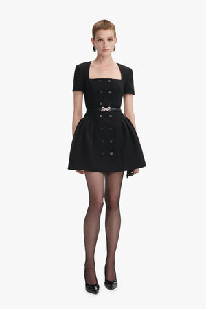 Crepe short sleeve mini dress