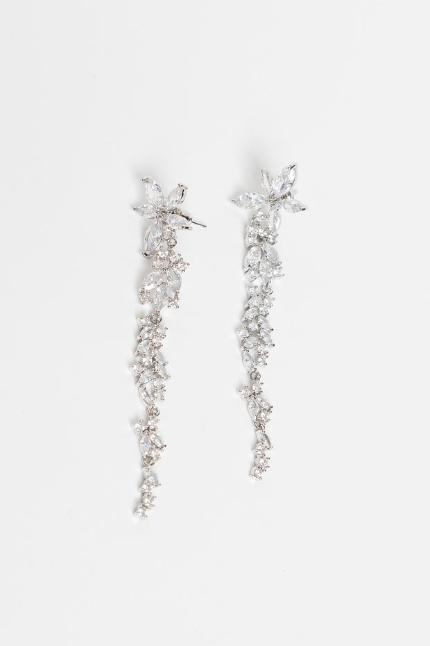 Diana Crystal Leaf Drop Earrings