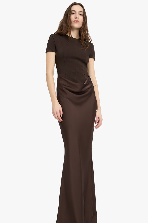 Capsleeve Draped Maxi Dress
