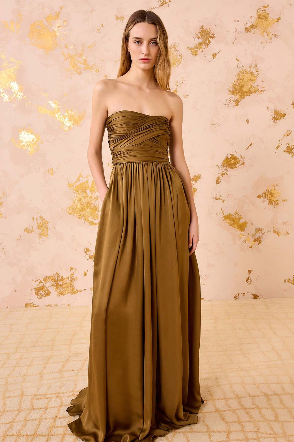Anastasia Silk Wrapped Strapless Gown