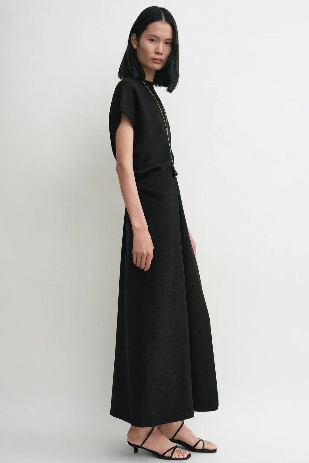 Linen Blend Slouch Waist Dress