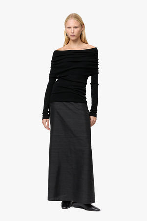 Off Shoulder Knit Top Jet Black