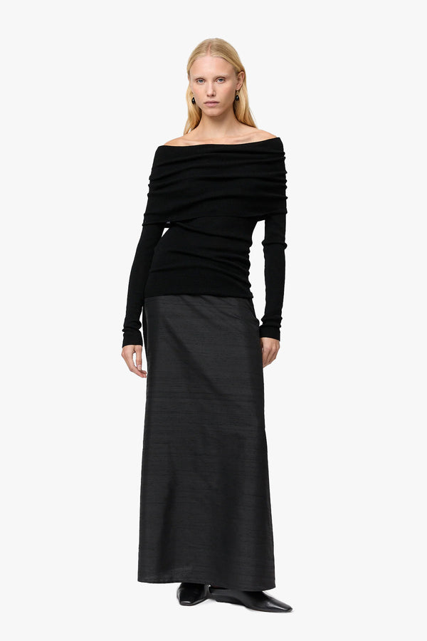 Off Shoulder Knit Top Jet Black