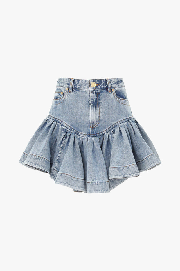 Denim Frill Mini Skirt