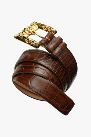 Belt 01 Brown Croc Gold Buckle