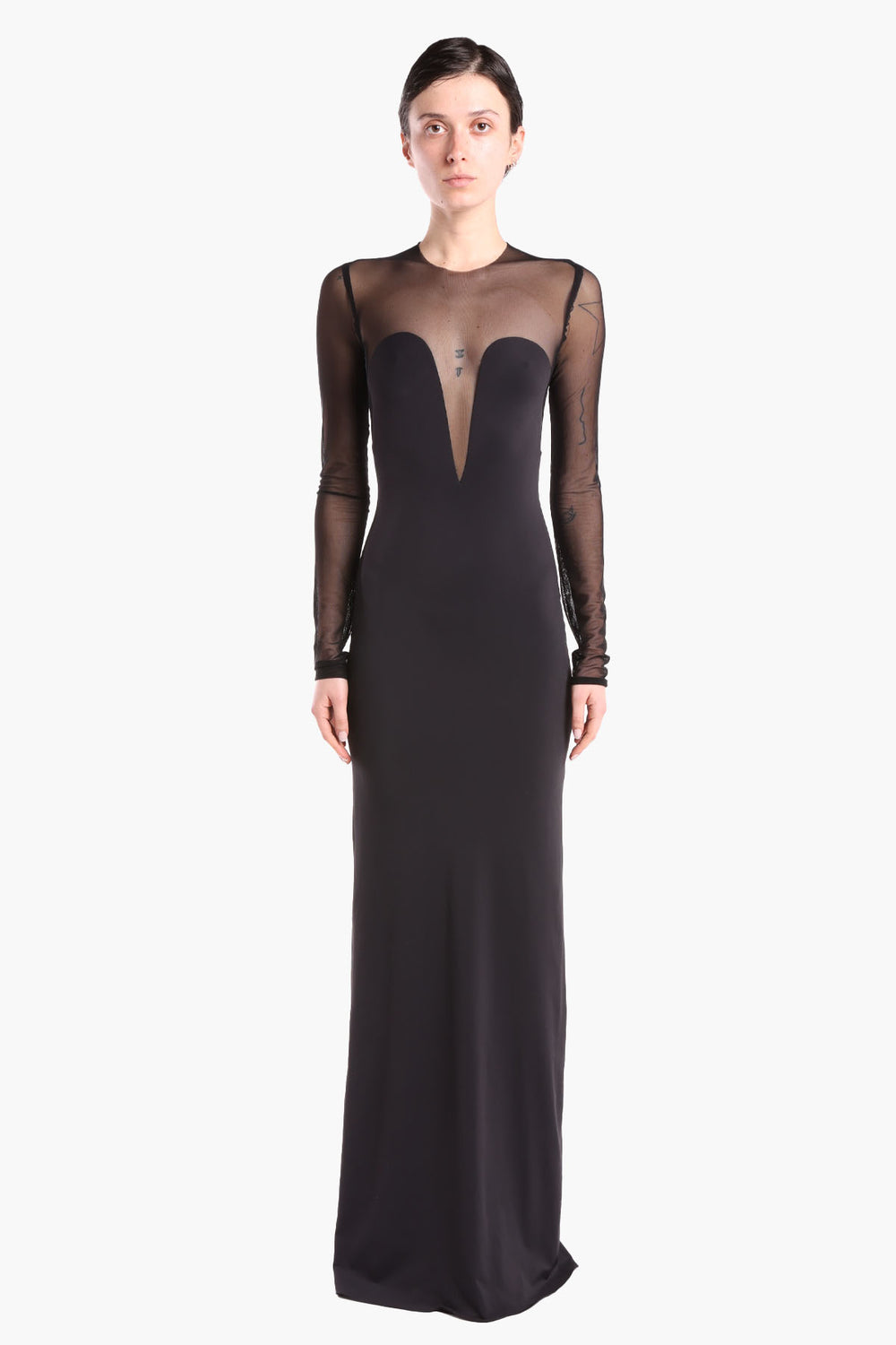 Bi-Material Draped Gown