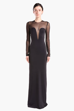 Bi-Material Draped Gown