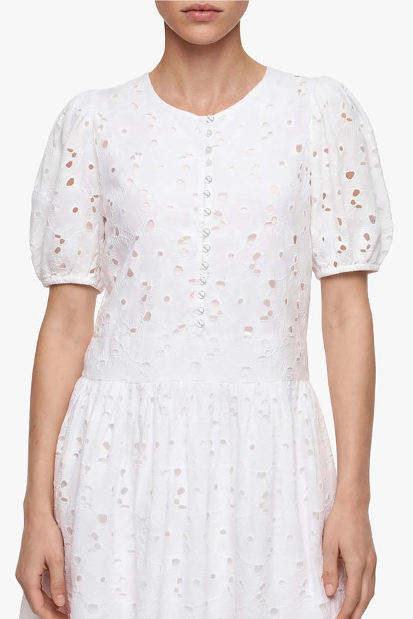 Broderie Anglaise Puffed Dress