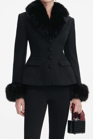 Tailored boucle fur jacket