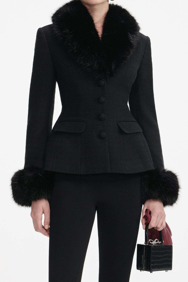 Tailored boucle fur jacket