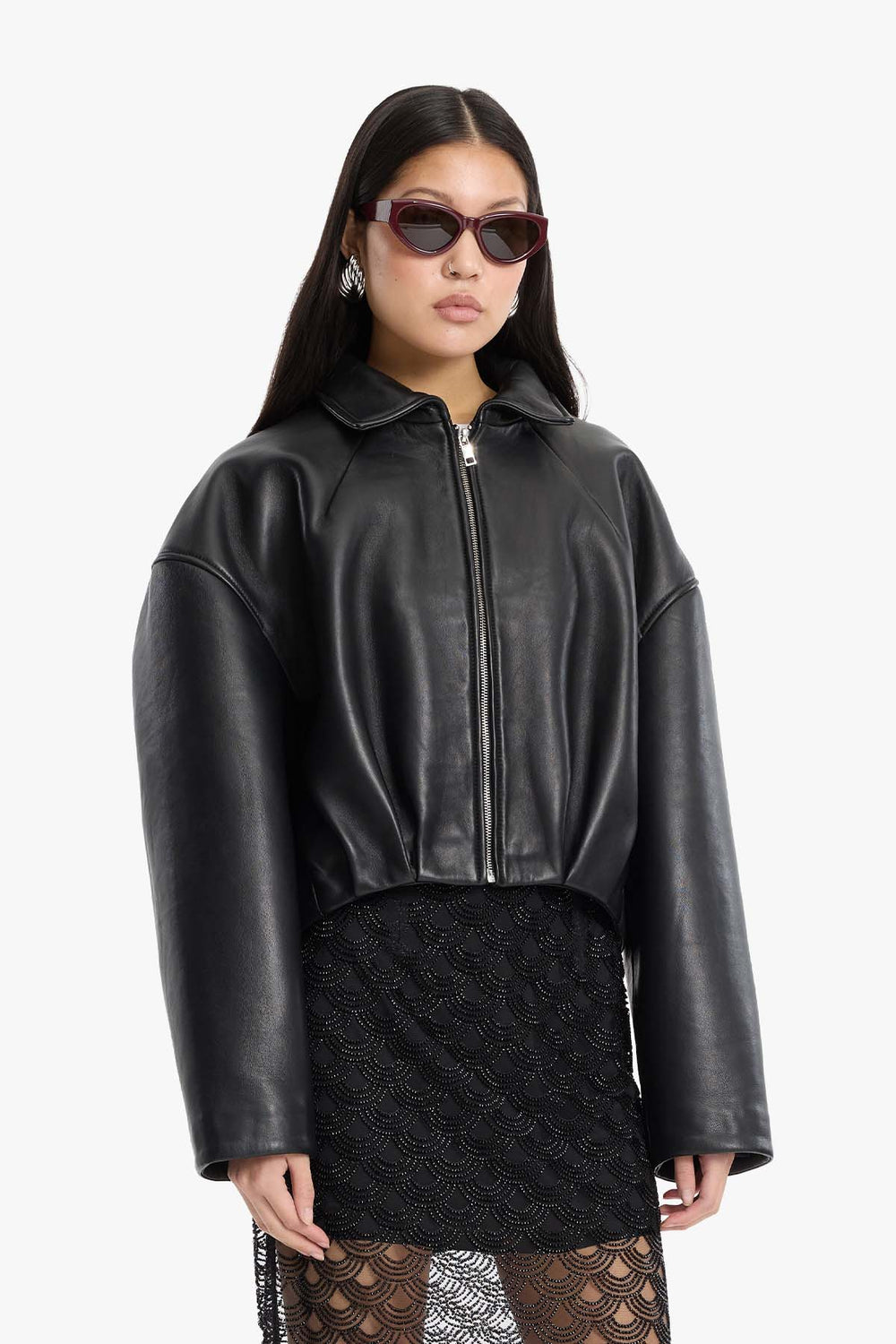 Bonded Boxy Leather Jacket
