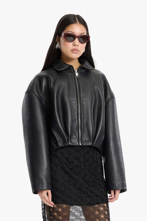 Bonded Boxy Leather Jacket
