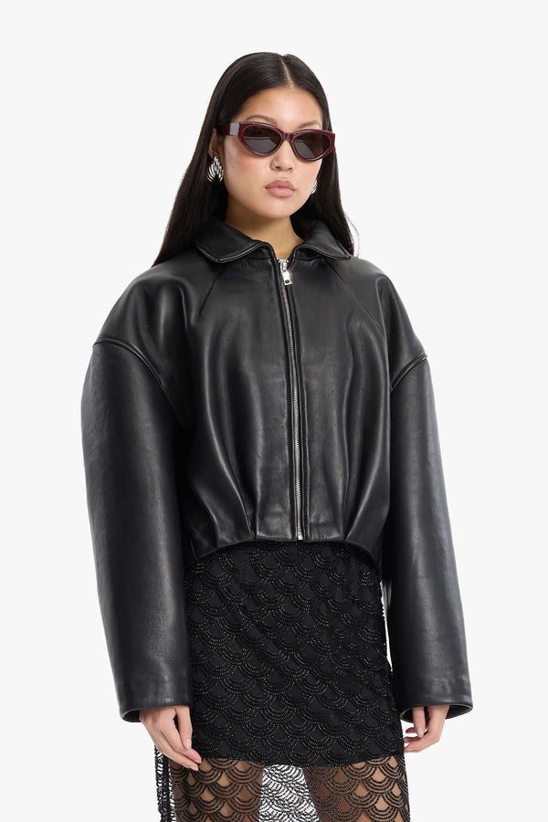 Bonded Boxy Leather Jacket