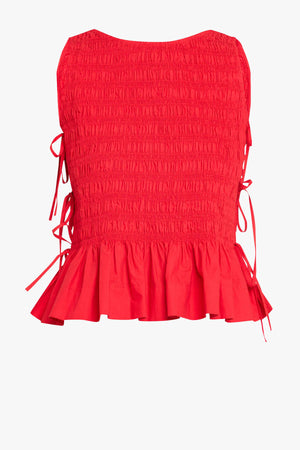 Cotton Poplin Smock Tie String Top