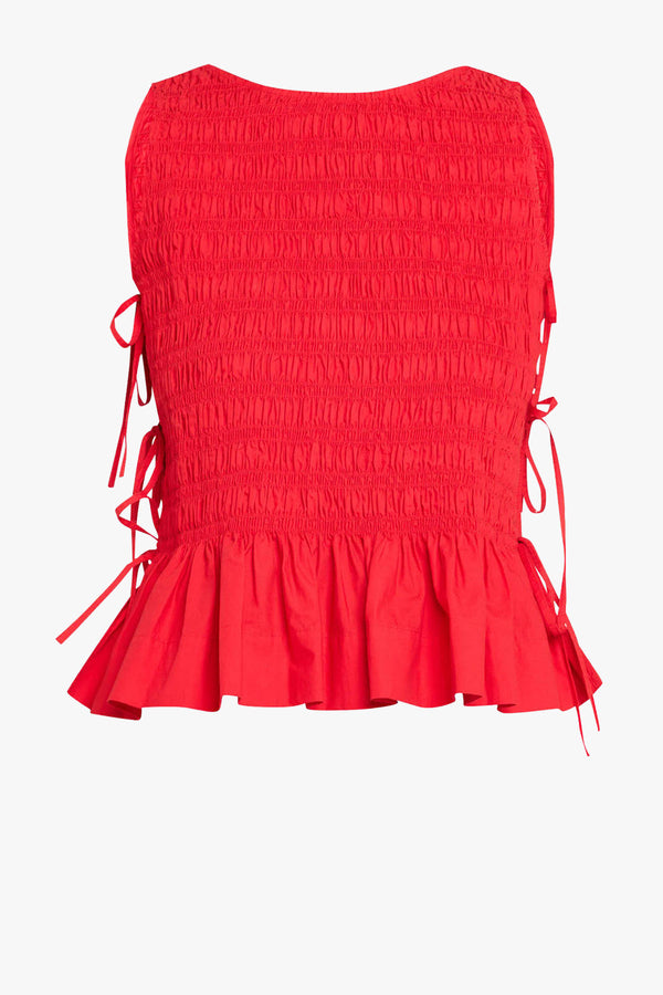 Cotton Poplin Smock Tie String Top