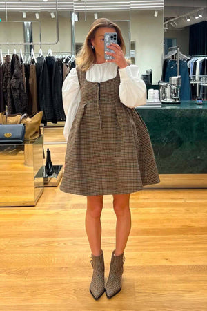 Heavy Check Twill Corset Mini Dress