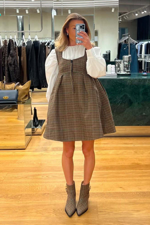 Heavy Check Twill Corset Mini Dress