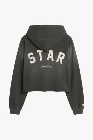 Star W's Oversize Cropped Hoodie Sunfaded Wash Star Golden Goose Print