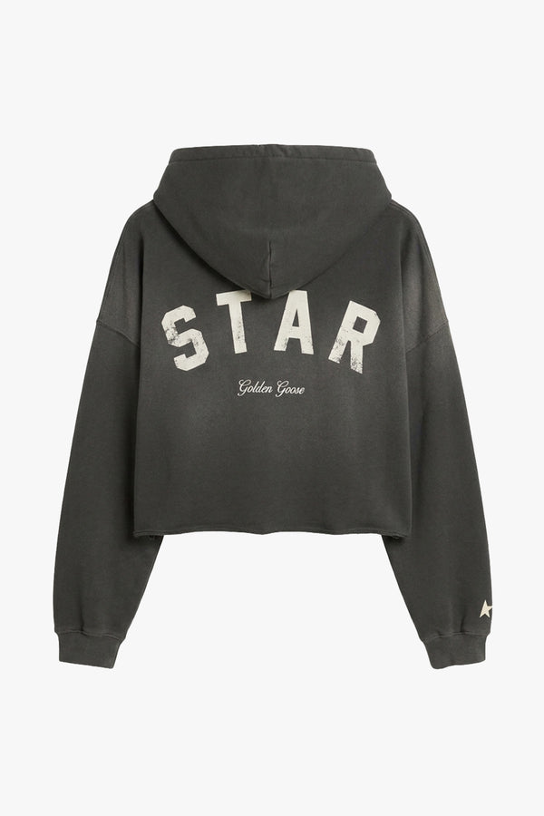Star W's Oversize Cropped Hoodie Sunfaded Wash Star Golden Goose Print