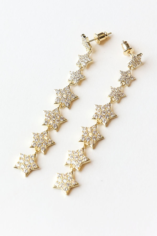 7 Drop Stars Earrings gold
