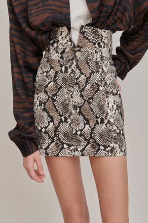 Virgi Python Printed Mini Skirt