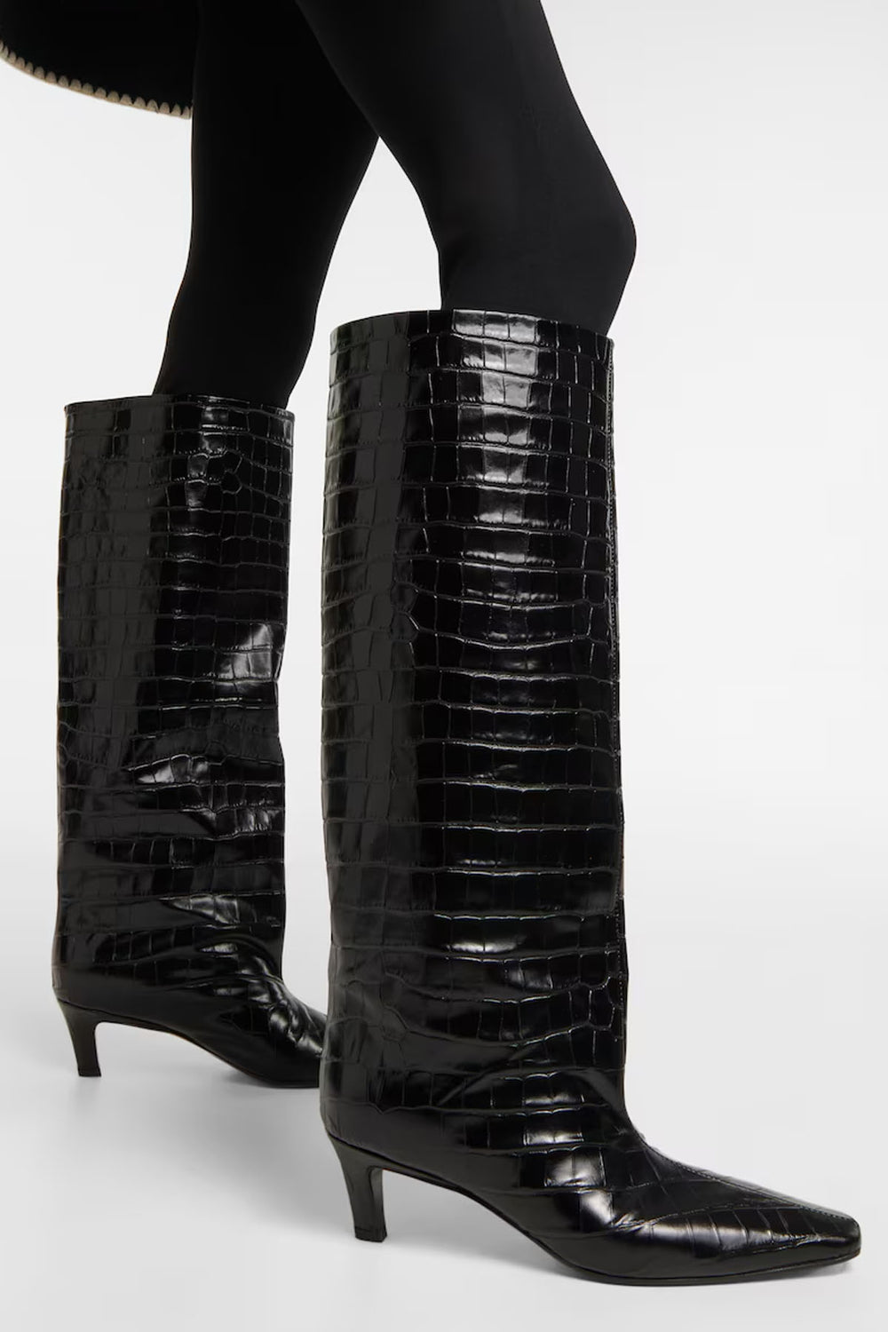 Croco-Embossed Wide Shaft Boots
