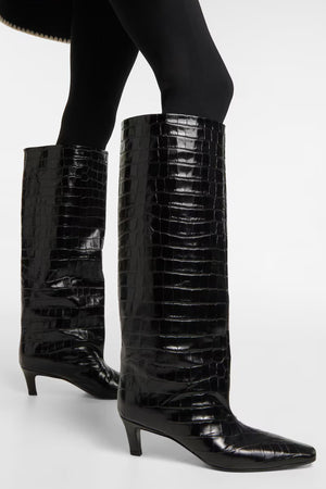 Croco-Embossed Wide Shaft Boots