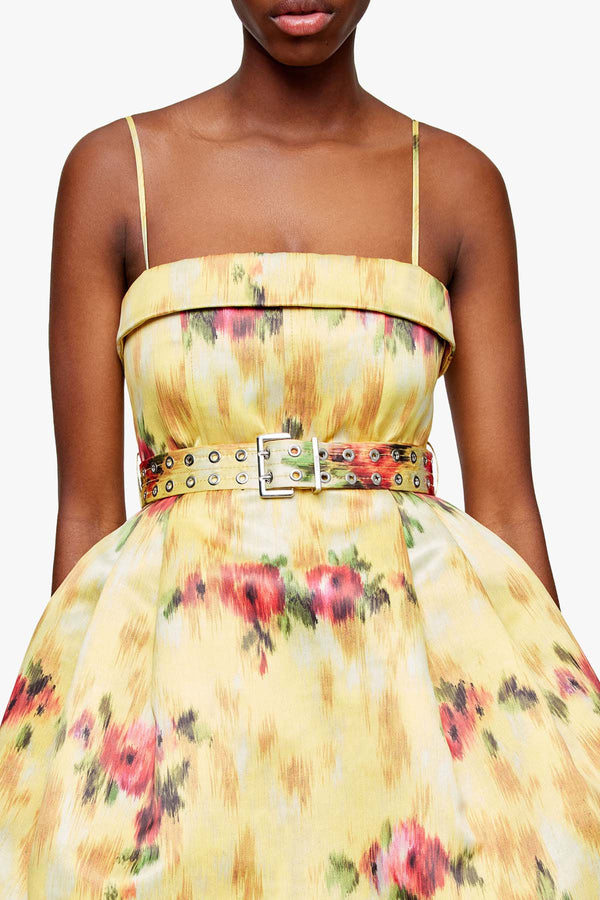Printed Duchesse Satin Bubble Mini Dress