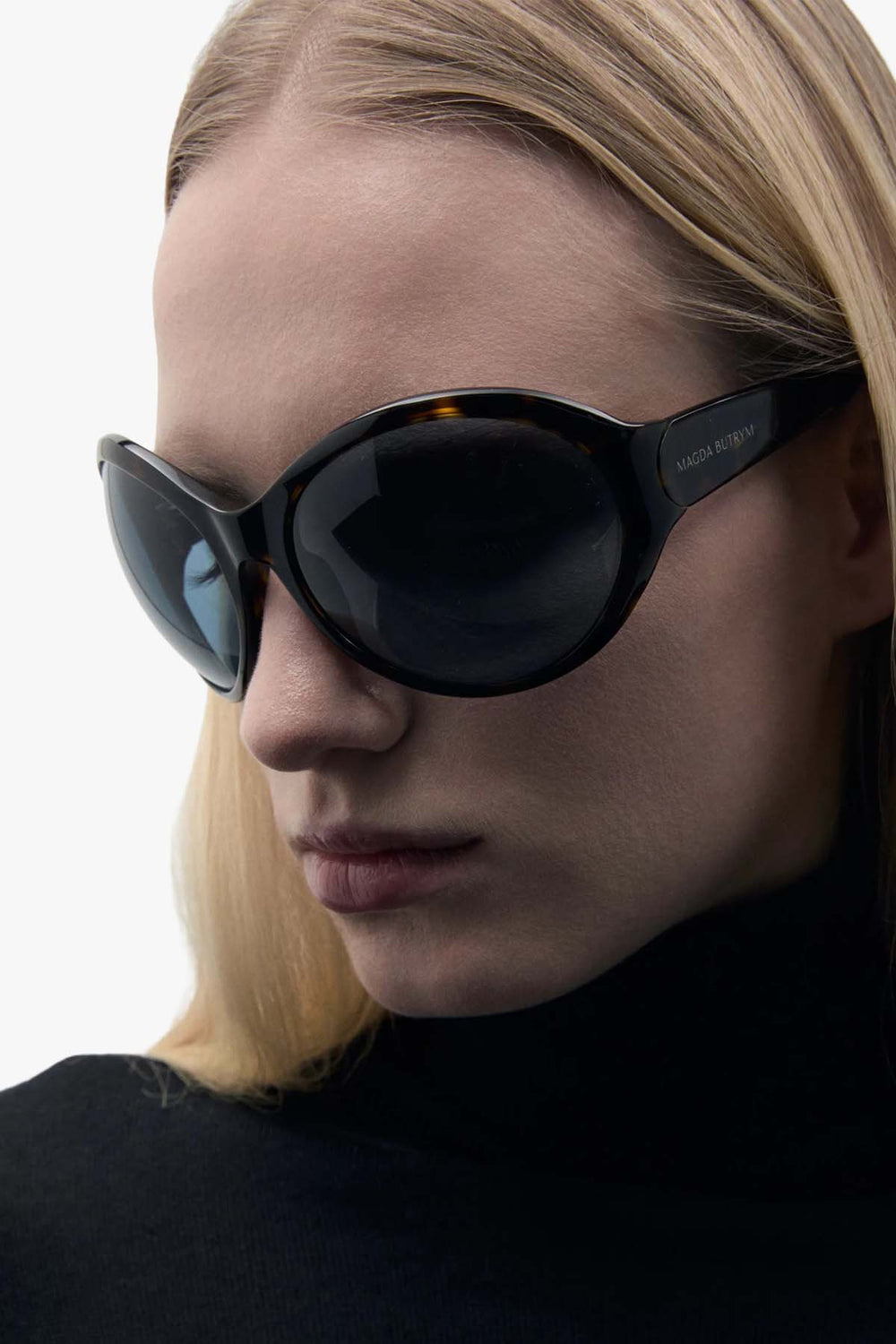 Big Round Sunglasses Tortoise Blue Lens